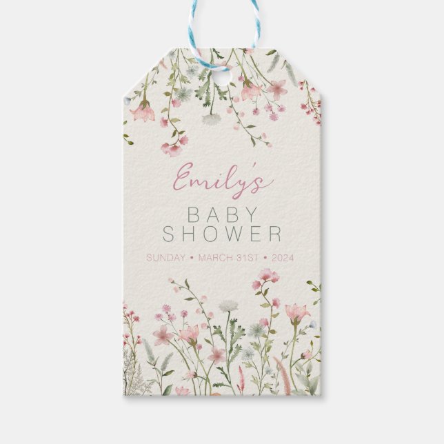 Wildblume Baby in Bloom Baby Dusche Geschenkanhänger (Vorderseite)