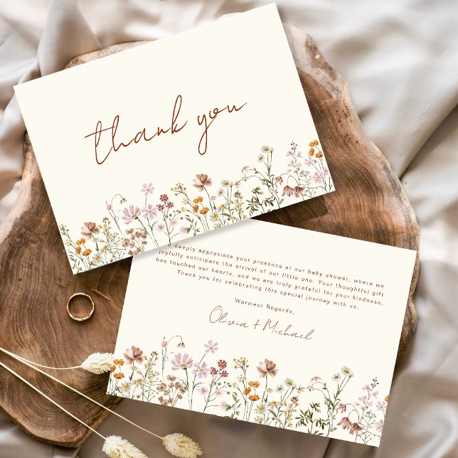 Wildblume Baby in Bloom Baby Dusche Terracotta Dankeskarte (Von Creator hochgeladen)
