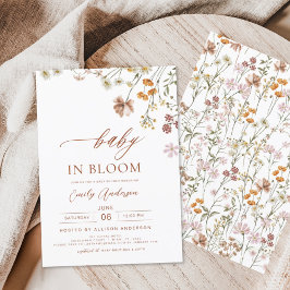 Wildblume Baby in Bloom Baby Dusche Terracotta Einladung