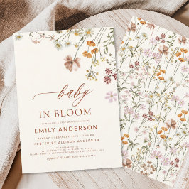 Wildblume Baby in Bloom Baby Dusche Terracotta Einladung