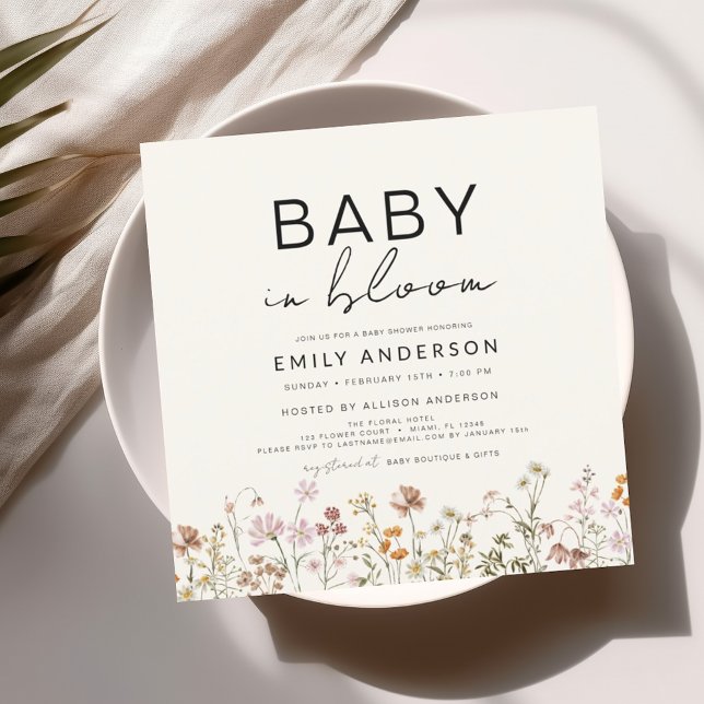 Wildblume Baby in Bloom Baby Dusche Terracotta Einladung (Von Creator hochgeladen)