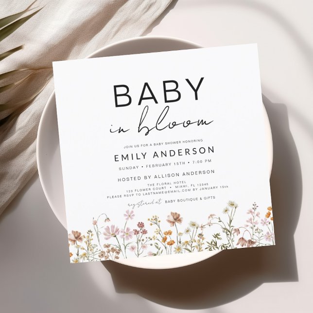 Wildblume Baby in Bloom Baby Dusche Terracotta Einladung (Von Creator hochgeladen)