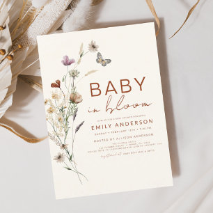 Wildblume Baby in Bloom Baby Dusche Terracotta Einladung