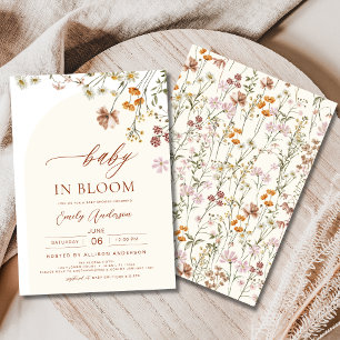 Wildblume Baby in Bloom Baby Dusche Terracotta Einladung