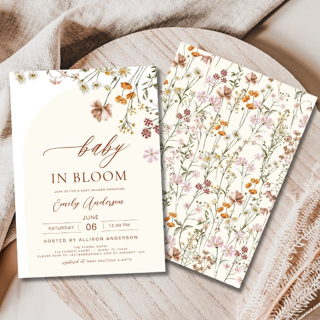 Wildblume Baby in Bloom Baby Dusche Terracotta Einladung (Von Creator hochgeladen)