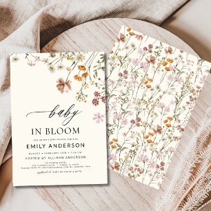 Wildblume Baby in Bloom Baby Dusche Terracotta Einladung