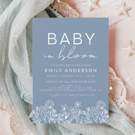 Wildblume Baby in Bloom Baby Shower Dusty Blue Einladung