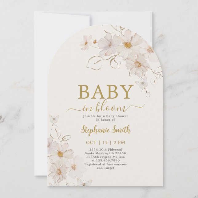 Wildblume Baby in Bloom Baby Shower Girl Einladung (Vorderseite)
