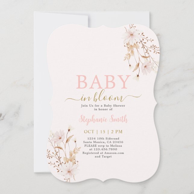 Wildblume Baby in Bloom Baby Shower Girl Einladung (Vorderseite)