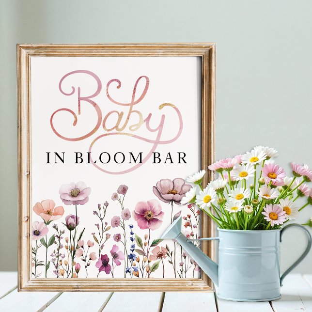 Wildblume Baby in Bloom Bloom Bar Poster - Dusty (Baby Shower Sign)
