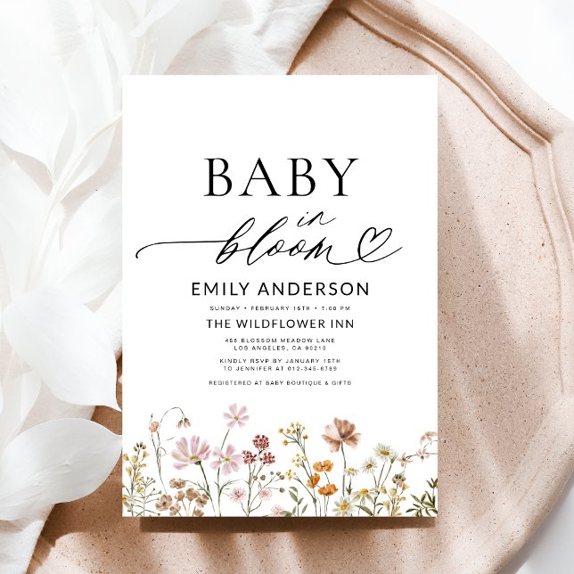 Wildblume Baby in Bloom Boho Babydusche Einladung (Von Creator hochgeladen)