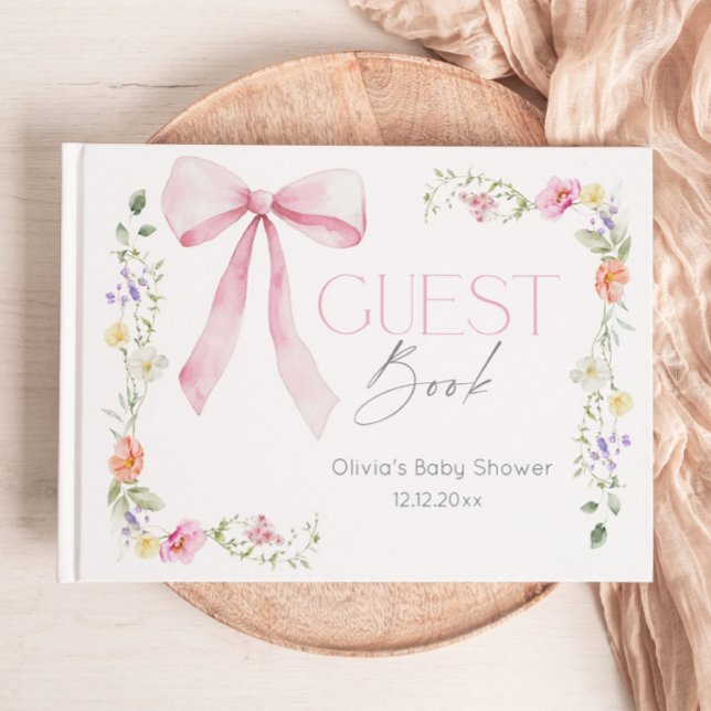 Wildblume Baby in Bloom Bow Babydusche Gästebuch (Von Creator hochgeladen)