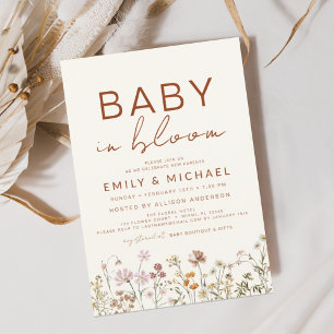 Wildblume Baby in Bloom Couples Dusche Terrakotta Einladung