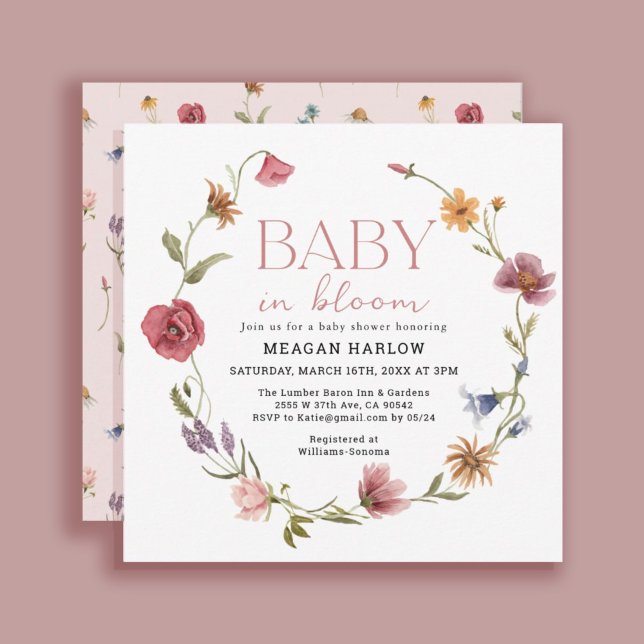 Wildblume Baby in Bloom Girl Babydusche Einladung (Von Creator hochgeladen)