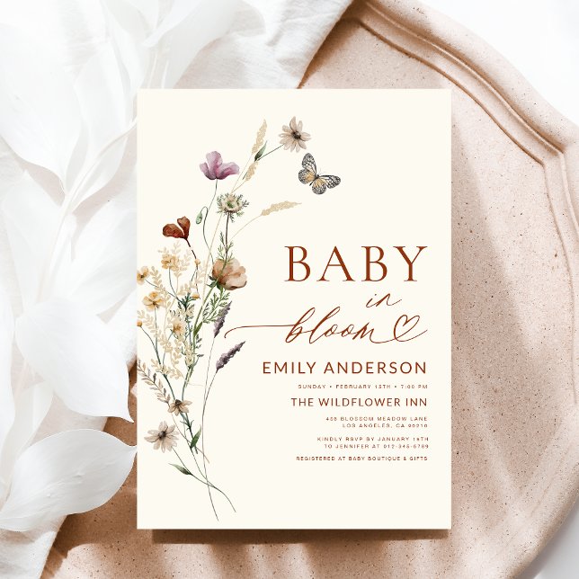 Wildblume Baby in Bloom Terracotta Kinderdusche Einladung (Von Creator hochgeladen)