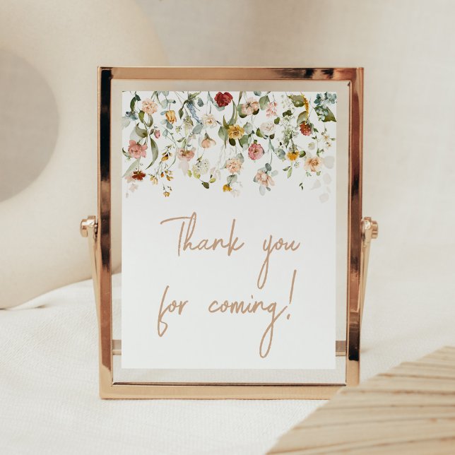 Wildblume Baby in Bloom Vielen Dank für Ihr Kommen Poster (Boho Spring Floral Baby Shower Thank you for Coming Sign)