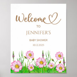 Wildblume Baby in Blütendusche Begrüßung Poster