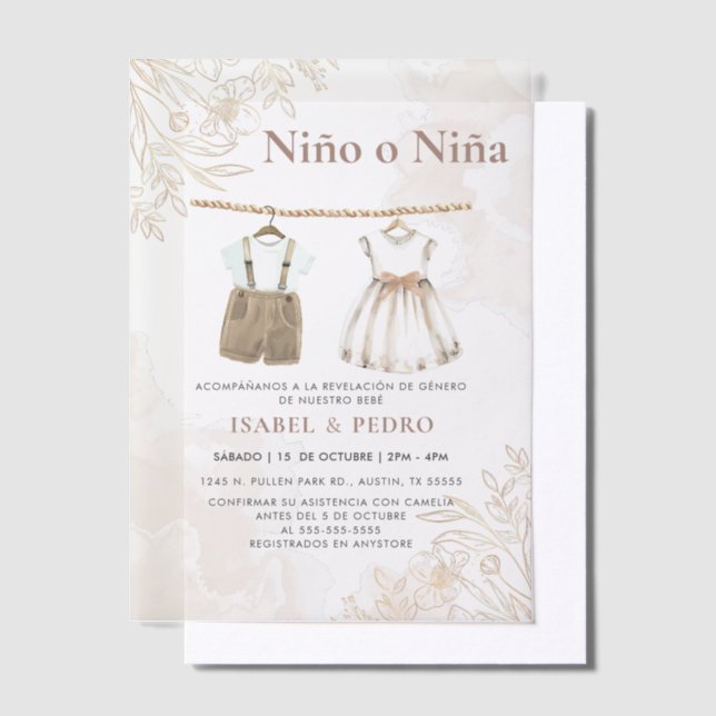 Wildblume Baby Kleidung Spanisch Gender Reveal (Versetzt)