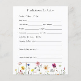 Wildblume Baby Predictions Card
