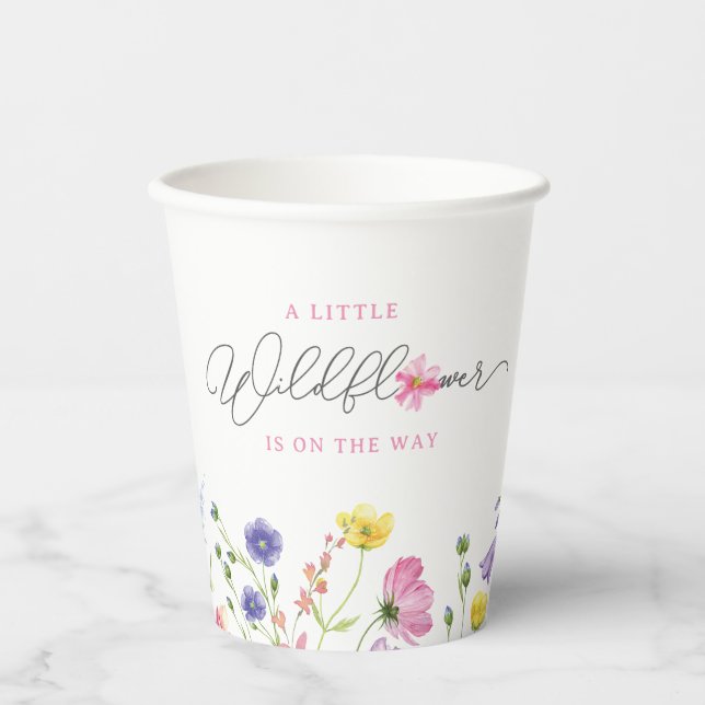 Wildblume Baby Showcup | Eigener Text | Floral Pappbecher (Vorderseite)