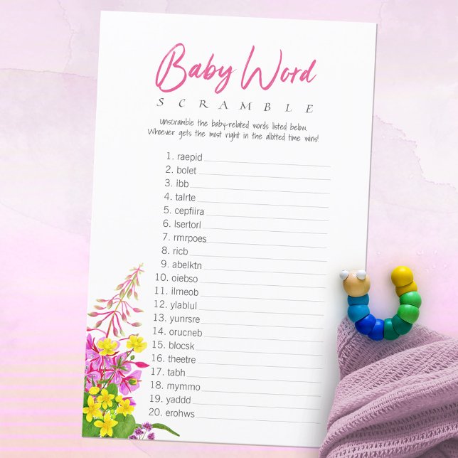 Wildblume Baby Shower Baby Word Scramble Game (Wildflower Baby Shower Baby Word Scramble Game ©Susanne Sachers - Sunny Mind Design 🌞)