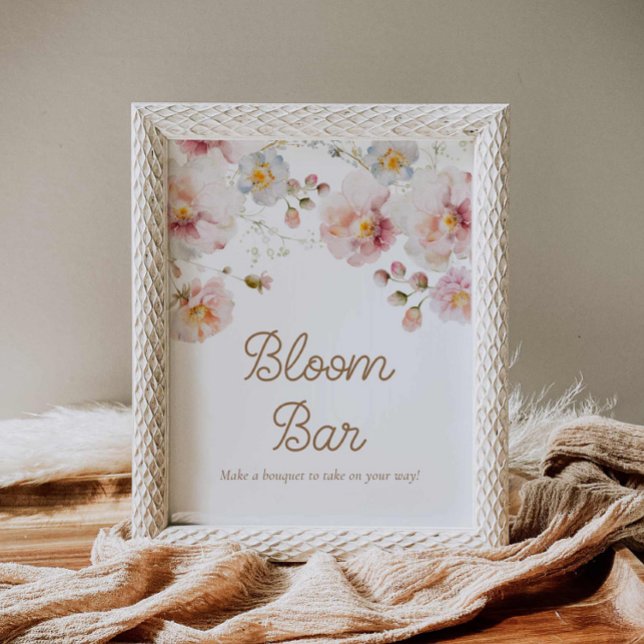 Wildblume Baby Shower Bloom Bar Poster (Wildflower Bloom Bar Sign)