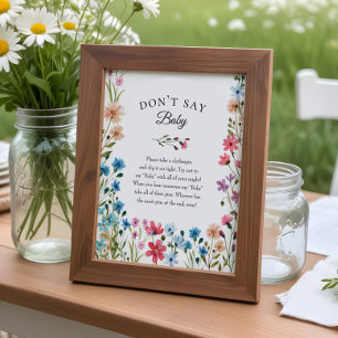 Wildblume Baby Shower "Don't Say Baby" Game Poster