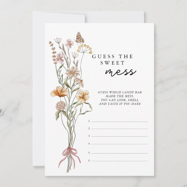Wildblume Baby Shower Game rät die Schlamaskarte Einladung (Vorderseite)