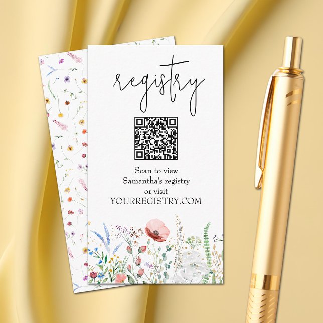Wildblume Baby Shower Registry Begleitkarte (Wildflower Baby Shower Registry QR Code Enclosure Cards)