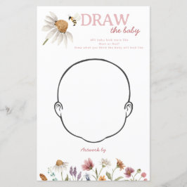 Wildblume Baby Shower Zeichne das Baby Game