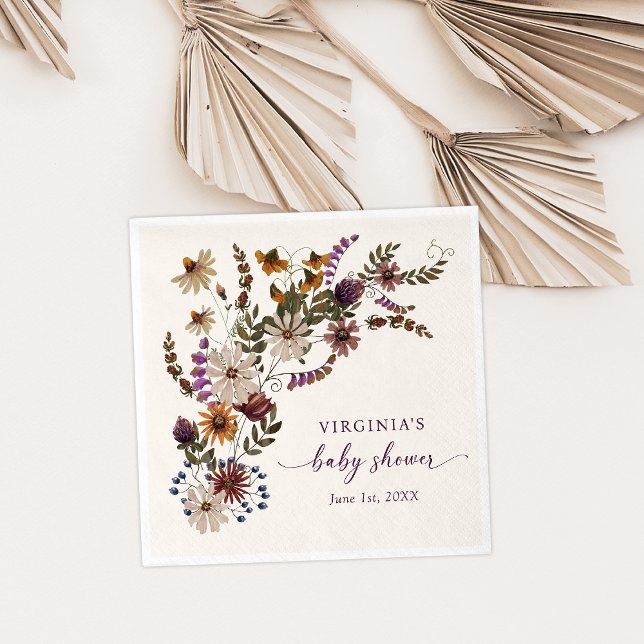 Wildblume Baby Showpapier Napkins Serviette (Wildflower Baby Shower Paper Napkins
)