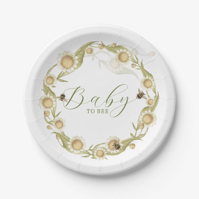 Wildblume Baby to Bee Baby Dusche Pappteller (Vorderseite)