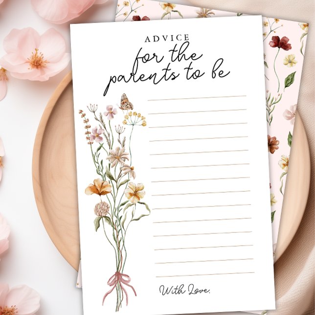 Wildblume Babyduschberatung für die Elternkarte (Floral Predictions & Advice Baby Shower Game Card)