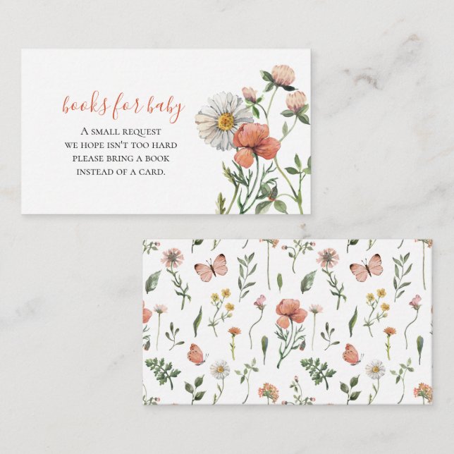 Wildblume Babyduschbücher für die Babyausstattung  Begleitkarte (Vorne/Hinten)