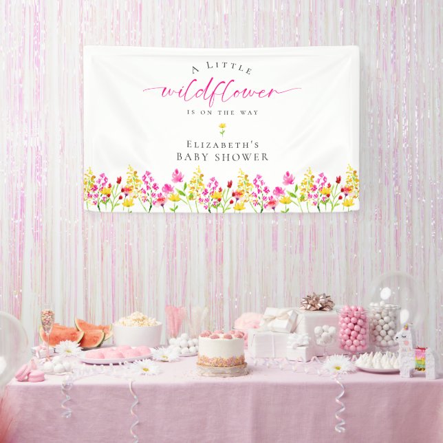 Wildblume Babydusche Aquarellfarben Hintergrund Banner (Party)