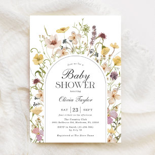 Wildblume Babydusche Blumenbogen Einladung
