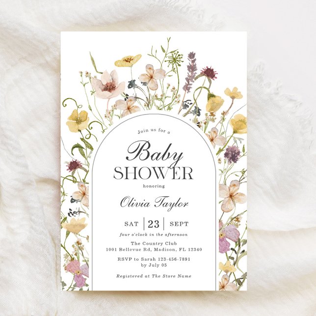 Wildblume Babydusche Blumenbogen Einladung (Von Creator hochgeladen)