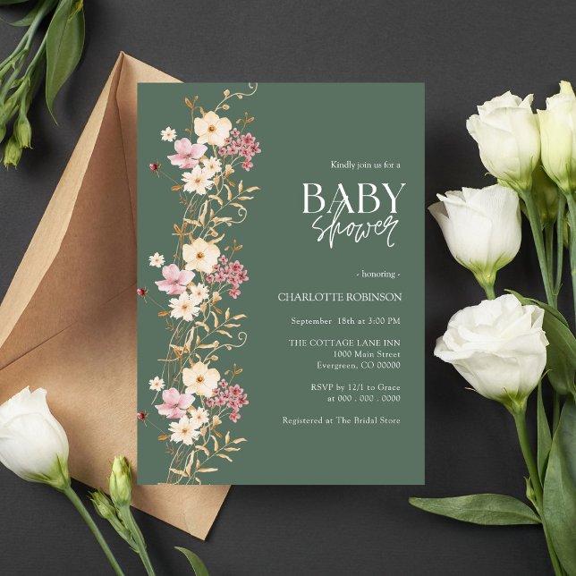 Wildblume Babydusche Einladung (Von Creator hochgeladen)