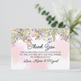 Wildblume Babydusche Flat Danke Karte