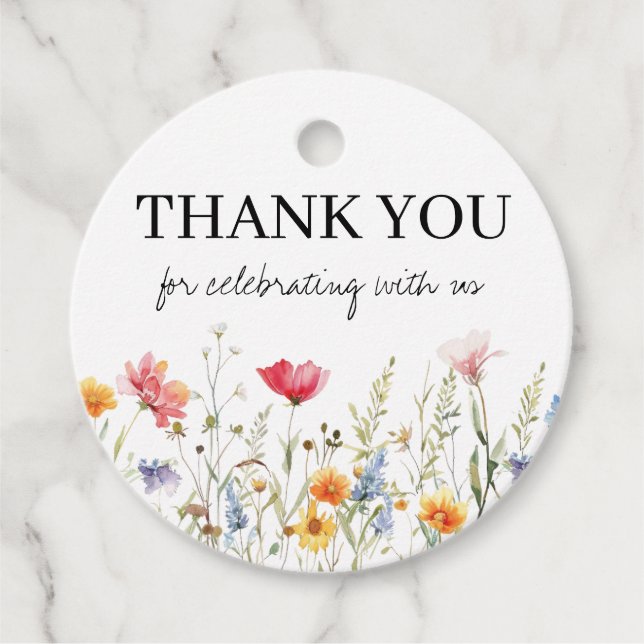 Wildblume Babydusche Geschenkanhänger (Vorderseite)