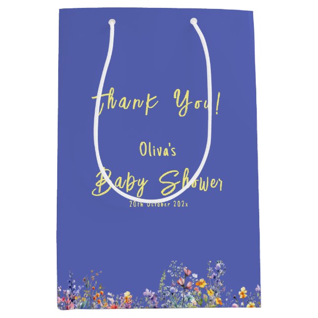 Wildblume Babydusche Geschenktasche Mittlere Geschenktüte (Vorderseite)
