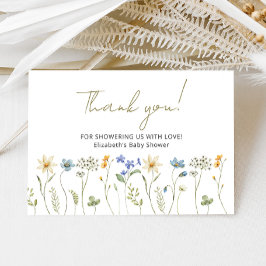 Wildblume Babydusche Minimalistisch Dankeskarte