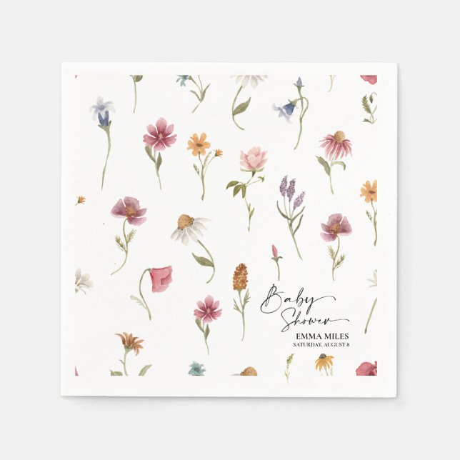 Wildblume Babydusche Napkins Serviette (Vorderseite)