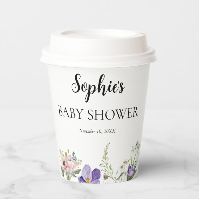 Wildblume Babydusche Pappbecher (Vorderseite)