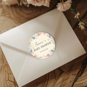 Wildblume Babydusche Runder Aufkleber