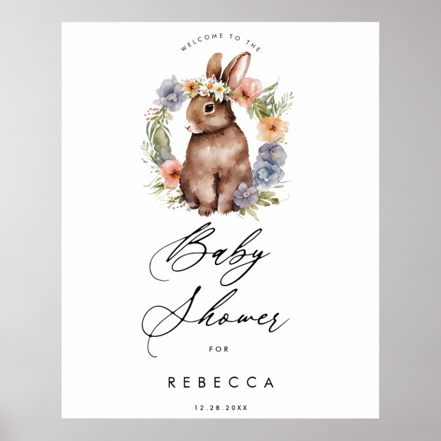 Wildblume Babydusche Schild (Vorne)