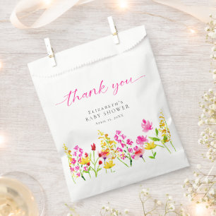 Wildblume Babydusche Watercolor Kindermädchen Nied Geschenktütchen