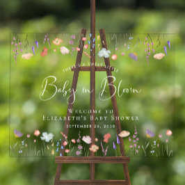 Wildblume Babydusche Weiß Empfang Acrylschild