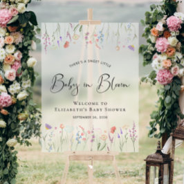 Wildblume Babydusche Willkommen Mattiert Acrylschild