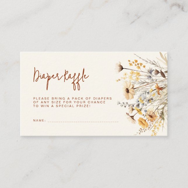 Wildblume Babydusche Windelwaschmaschine Begleitkarte (Vorderseite)